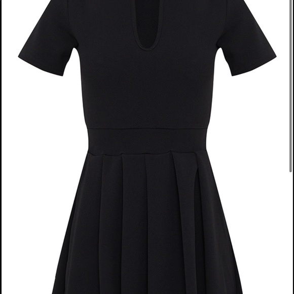Black Pleated Side Split Tennis Skirt Shift Dress - Picture 2 of 2